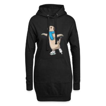 Suricates patins à glace - Sweat-shirt à capuche long Femme - noir - Devant