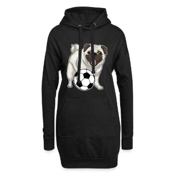 Pug Soccer Player Soccer - Sweat-shirt à capuche long Femme - noir - Devant