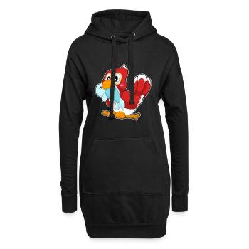 Papagei Fisch - Hoodie-Kleid - Schwarz - Vorne