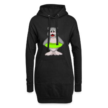 Été de nage dans le ring de nage des phoques - Sweat-shirt à capuche long Femme - noir - Devant