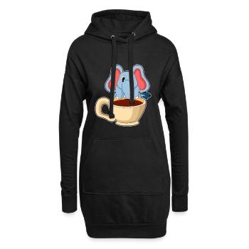 Elefant Tasse Kaffee - Hoodie-Kleid - Schwarz - Vorne