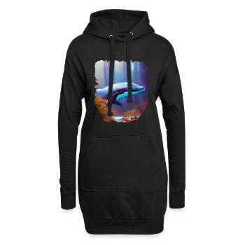 Surrealismus Kunst Wal im Wald - Hoodie-Kleid - Schwarz - Vorne