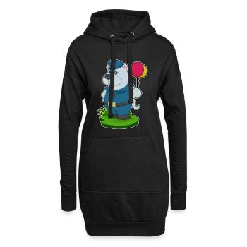 Chien Policier Ballon Police - Sweat-shirt à capuche long Femme - noir - Devant