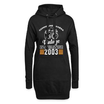 Caméra vintage 2003 cadeau anniversaire humour - Sweat-shirt à capuche long Femme - noir - Devant