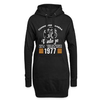 Caméra vintage 1977 cadeau anniversaire humour - Sweat-shirt à capuche long Femme - noir - Devant