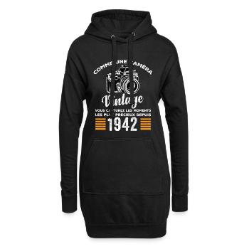 Caméra vintage 1942 cadeau anniversaire humour - Sweat-shirt à capuche long Femme - noir - Devant