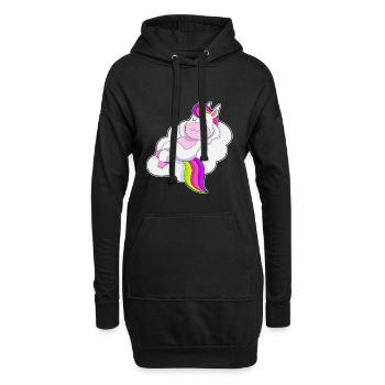 Nuages de licorne - Sweat-shirt à capuche long Femme - noir - Devant