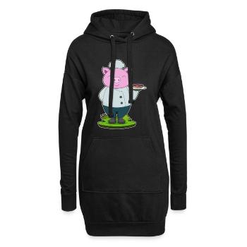 Cuisson du porc Cuisson de la viande - Sweat-shirt à capuche long Femme - noir - Devant