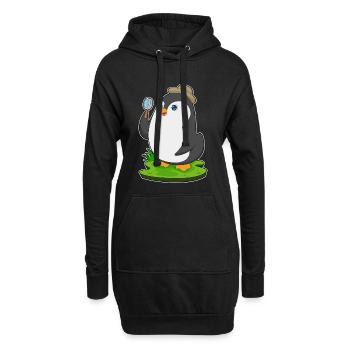 Pinguin Detektiv Lupe - Hoodie-Kleid - Schwarz - Vorne