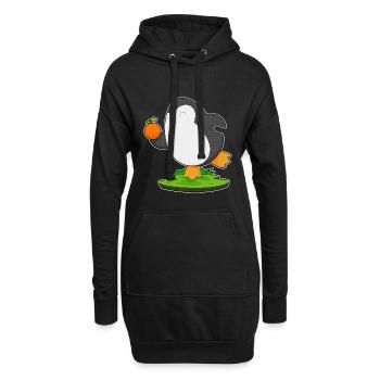 Pinguin Orange  - Hoodie-Kleid - Schwarz - Vorne