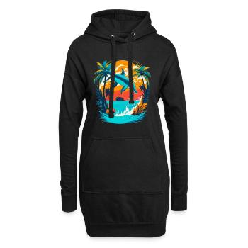 Delfin mit Tropischen Sonnenuntergang - Hoodie-Kleid - Schwarz - Vorne
