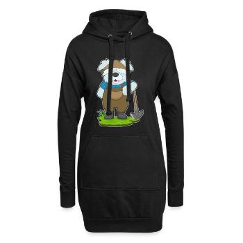 Hund Landwirt Spitzhacke Bauernhof - Hoodie-Kleid - Schwarz - Vorne