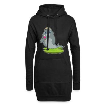 Seehund Waffeleis - Hoodie-Kleid - Schwarz - Vorne