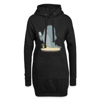 Seehund Smartphone - Hoodie-Kleid - Schwarz - Vorne