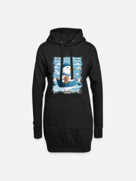 Ich brauche keine Therapie, muss nur an die Ostsee - Hoodie-Kleid - Schwarz