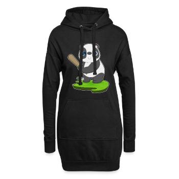 Panda Baseball Battes de baseball - Sweat-shirt à capuche long Femme - noir - Devant