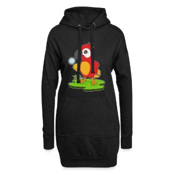 Perroquet Détective Loupe - Sweat-shirt à capuche long Femme - noir - Devant