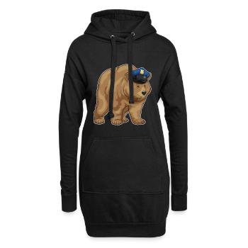 Bär Polizist Polizeimütze Polizei - Hoodie-Kleid - Schwarz - Vorne