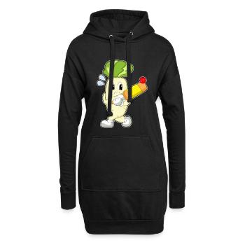 Radieschen Cricket Cricketschläger - Hoodie-Kleid - Schwarz - Vorne
