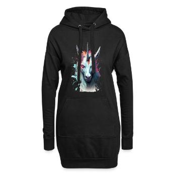 Böses Einhorn Kopf Einhornliebhaber Geschenk - Hoodie-Kleid - Schwarz - Vorne