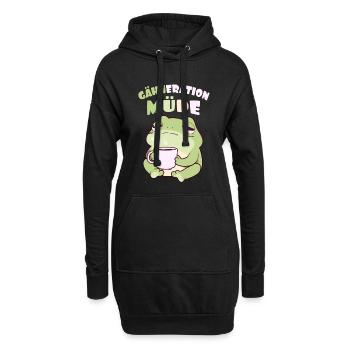 Gähneration Müde Morgenmuffel Kawaii Frosch Kaffee - Hoodie-Kleid - Schwarz - Vorne