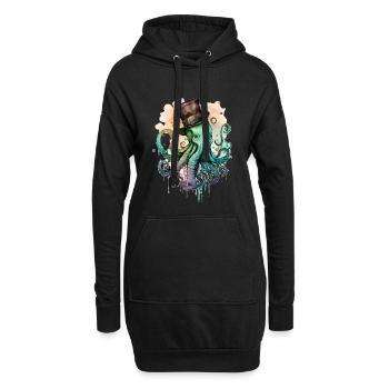 Octophus avec cylindre - Sweat-shirt à capuche long Femme - noir - Devant