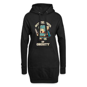 Kleiner Schwertkrieger mit der Power of Obesity - Hoodie-Kleid - Schwarz - Vorne
