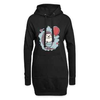süsser Igel mit Luftballon - Hoodie-Kleid - Schwarz - Vorne