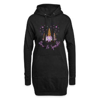 Born to sparkle - Unicorn Graphic Tee - Hoodie-Kleid - Schwarz - Vorne