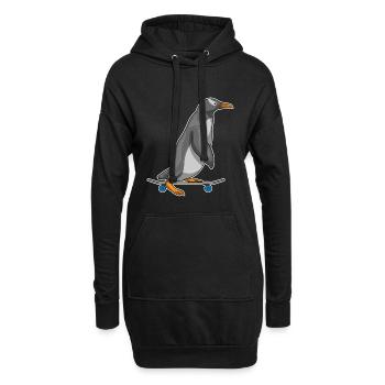 Pinguin Skater Skateboard - Hoodie-Kleid - Schwarz - Vorne