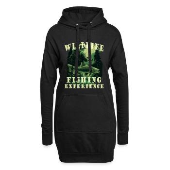 Pêcheurs à la chasse avec lettrage - Sweat-shirt à capuche long Femme - noir - Devant