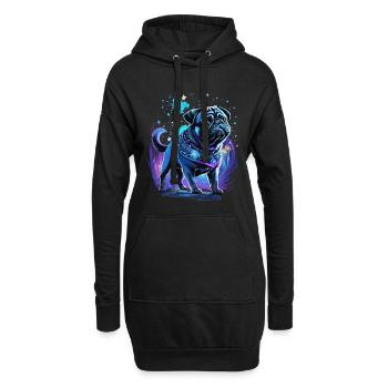 Chien carlin magique de minuit - Sweat-shirt à capuche long Femme - noir - Devant