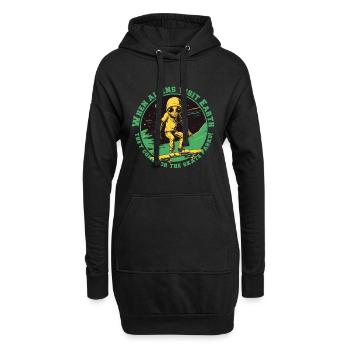 Skateralien im All mit Schriftzug - Hoodie-Kleid - Schwarz - Vorne