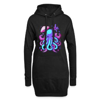 Octo Jelly Oktopus Meerestier - Hoodie-Kleid - Schwarz - Vorne