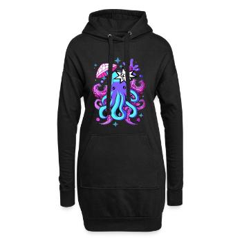 kawaii Oktopus Otaku Krake Tintenfisch - Hoodie-Kleid - Schwarz - Vorne