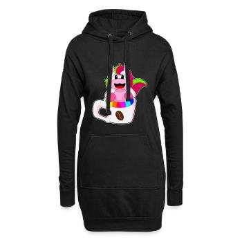 Einhorn Tasse Kaffee - Hoodie-Kleid - Schwarz - Vorne