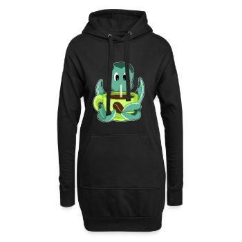 Tasse de café pieuvre - Sweat-shirt à capuche long Femme - noir - Devant