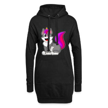 Katze Einhorn - Hoodie-Kleid - Schwarz - Vorne