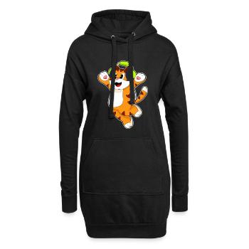 Musique casque Tiger - Sweat-shirt à capuche long Femme - noir - Devant