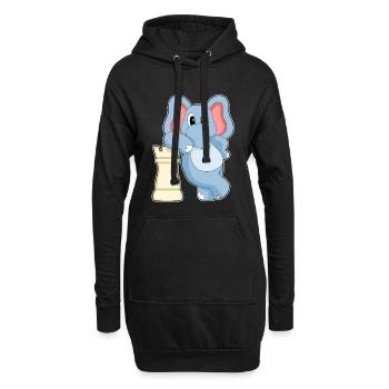 Elefant Schachfigur Turm Schach - Hoodie-Kleid - Schwarz - Vorne