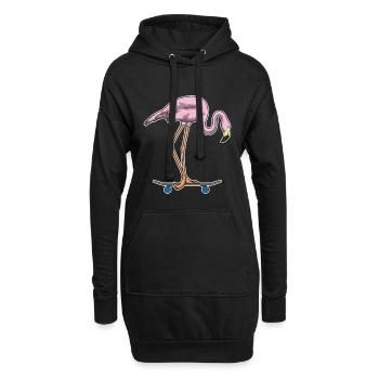 Flamingo Skater Skateboard - Hoodie-Kleid - Schwarz - Vorne