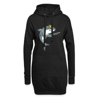 Pêche au harpon pêcheur au requin - Sweat-shirt à capuche long Femme - noir - Devant