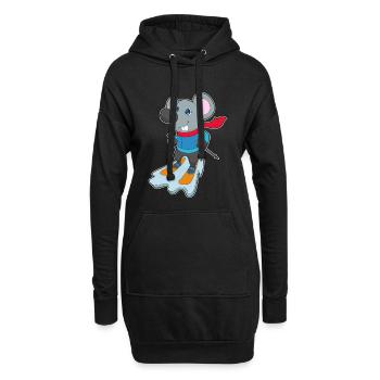 Maus Skifahrer Ski Wintersport - Hoodie-Kleid - Schwarz - Vorne