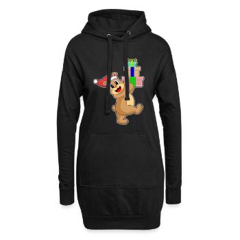Paquets de Noël Bear - Sweat-shirt à capuche long Femme - noir - Devant