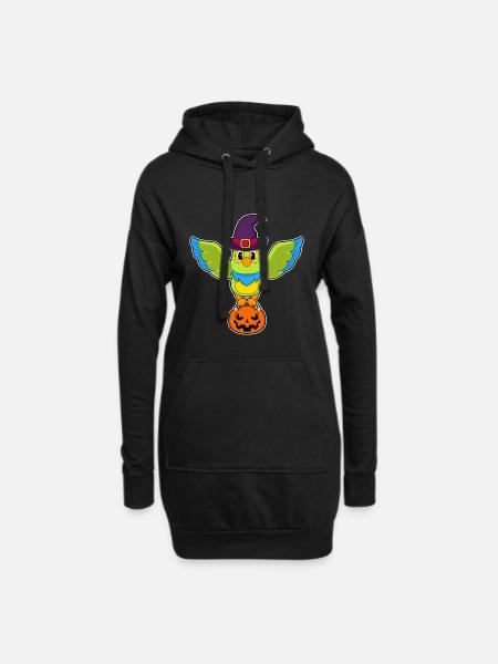 Papagei Halloween Hexe - Hoodie-Kleid - Schwarz