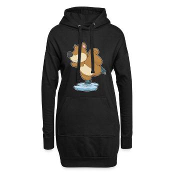 Écureuils patinage sur glace patins à glace - Sweat-shirt à capuche long Femme - noir - Devant