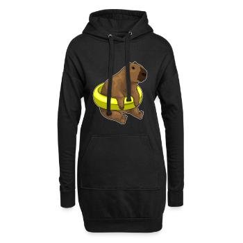 Wasserschwein Schwimmen Schwimmring Sommer - Hoodie-Kleid - Schwarz - Vorne