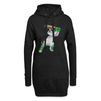 Dachs Cricket Cricketschläger - Hoodie-Kleid - Schwarz - Vorne