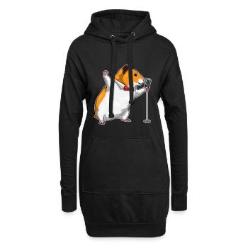 Chanteur de hamster Chant au micro - Sweat-shirt à capuche long Femme - noir - Devant