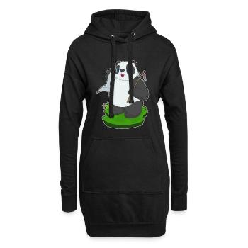 Panda Pêcheur Pêche Aux Poissons - Sweat-shirt à capuche long Femme - noir - Devant